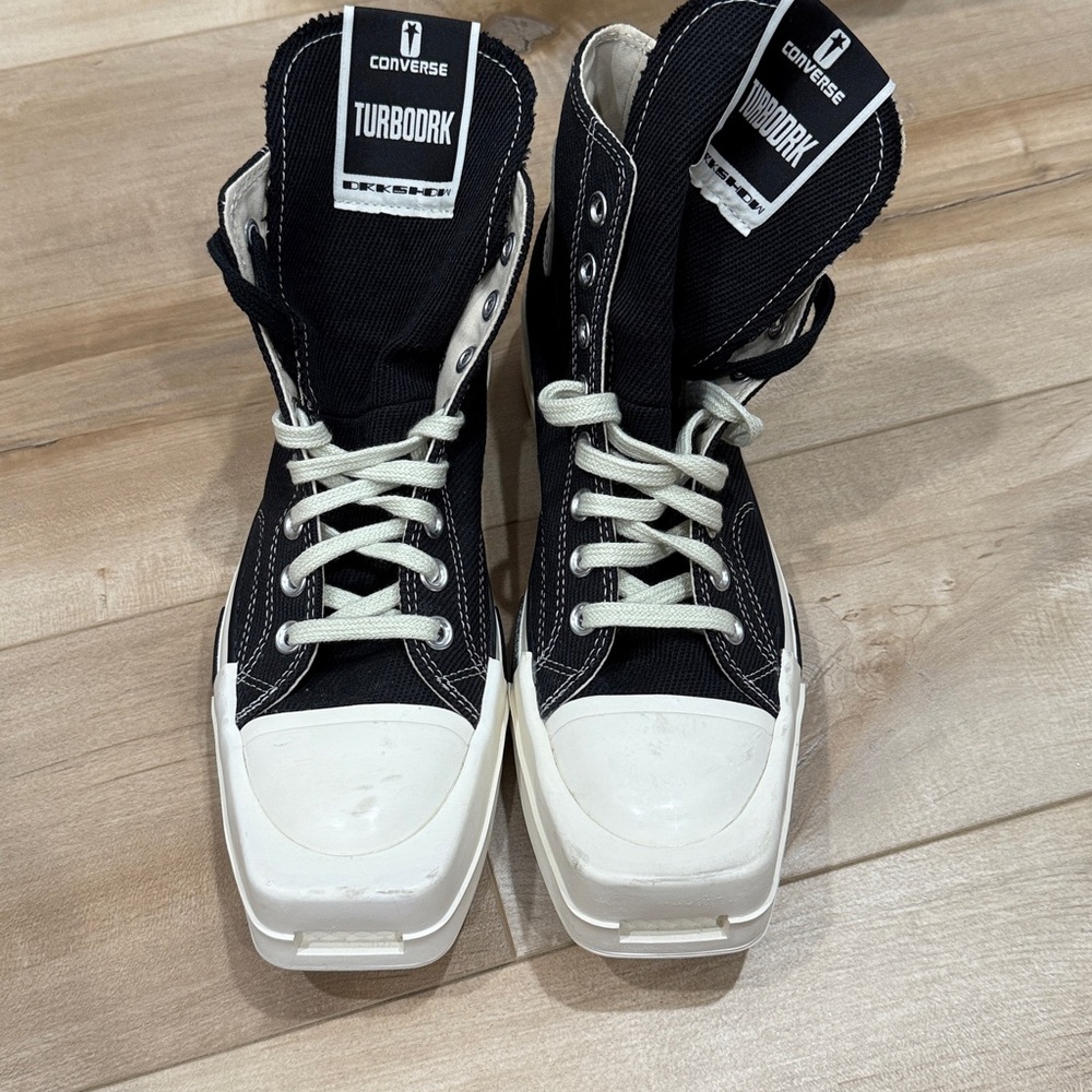 CONVERSE X DRKSHDW TURBODRK HI IN BLACK AND WHITE